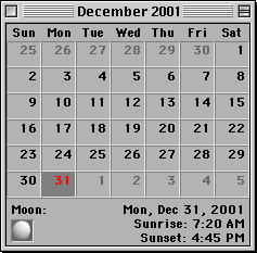 Screen Grab of Calendar App