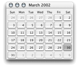 Screen Grab of Carbon version of Calendar Program